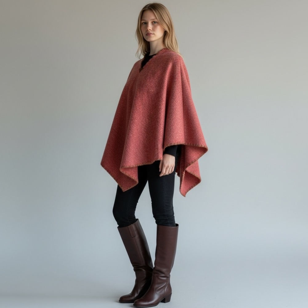 Vintage Descours Paris Wool Blend Poncho Cape Excellent Condition ~ 34.5”x65”
